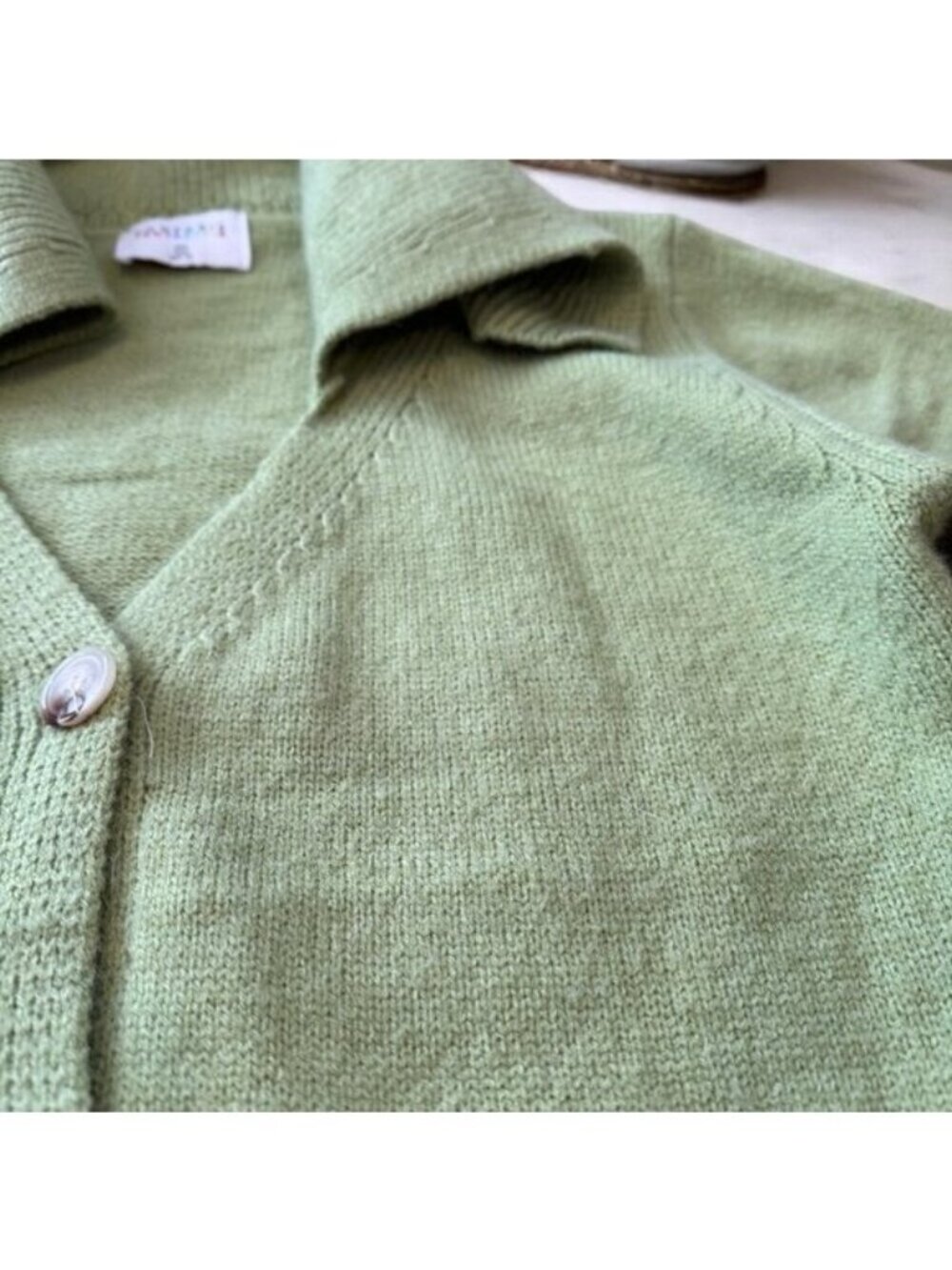 Compania Fantastica Green Knit Cardigan With Wide Collar Size Small - Picture 6 of 13